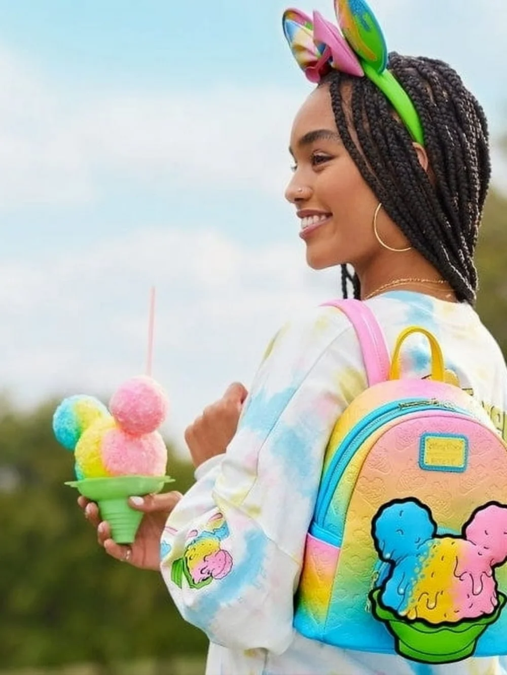 Loungefly Disney Parks Pastel Rainbow Shaved Ice Mickey Mini Backpack NWT